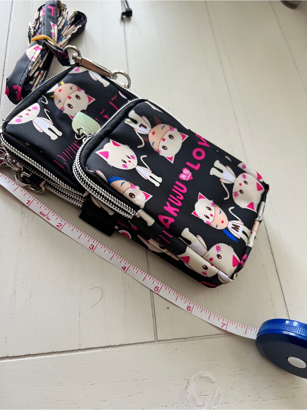 Black Cat Print Crossbody Pouch.